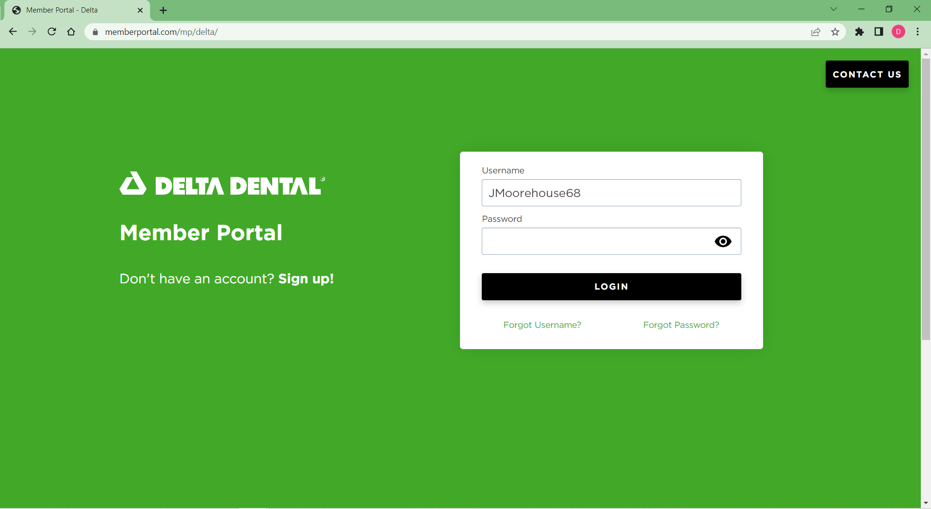 Member Portal Login Page