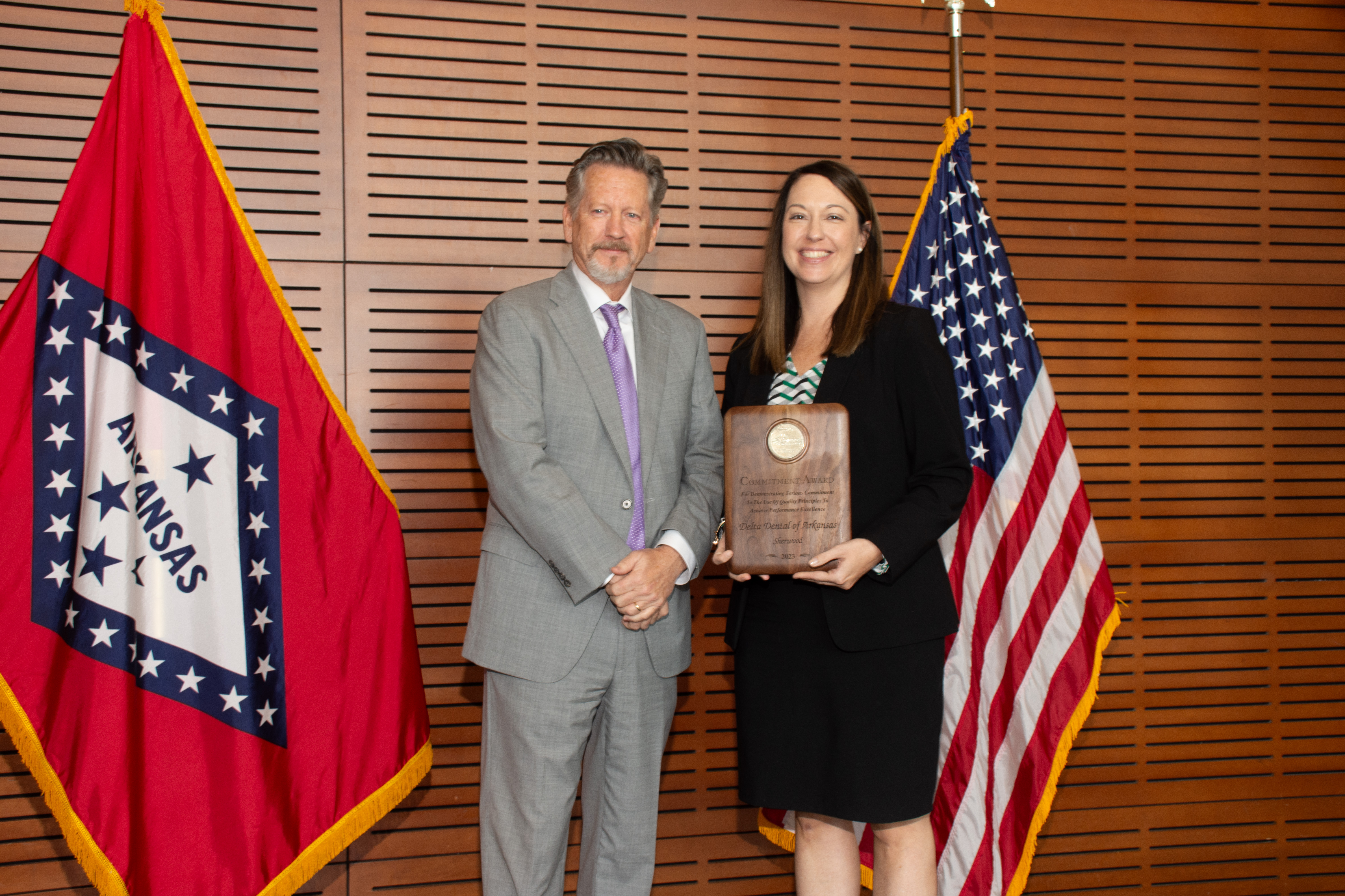 Jennifer Morales, VP of Human Resources, accepted the award on behalf of Delta Dental of Arkansas