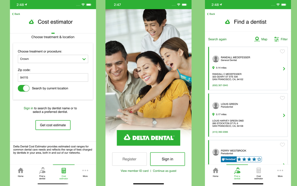 New Delta Dental Mobile App, banner Launched in late 2021, the new Delta Dental Mobile App offers enhanced security and features such as access to your member ID, dentist search, cost estimator and more.