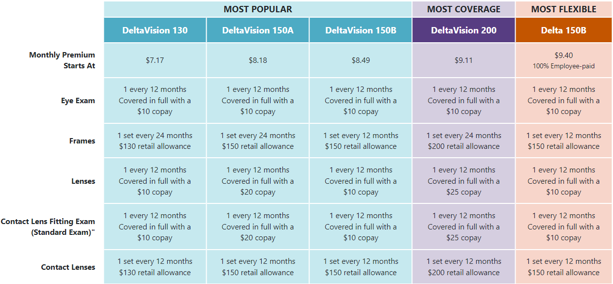 Public Website Small Business Page Vision Plans Table